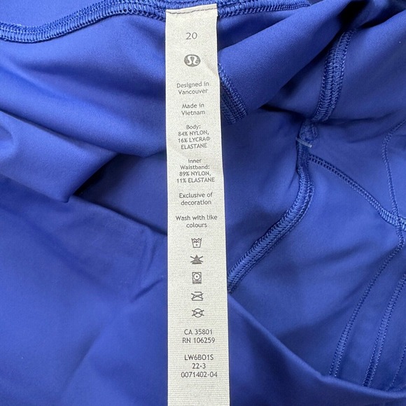 New Lululemon Size 20 Base Pace HR Crop 23" Tight Leggings PYSH Psychic Blue - Picture 9 of 10